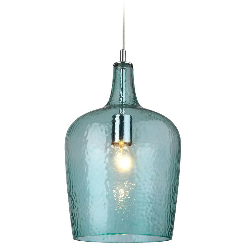 Firstlight Glass - Luminaire suspendu à 1 dôme en verre chromé, verre aqua, E27
