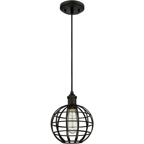 Suspension Globe Cage Noir mat 1 Ampoule