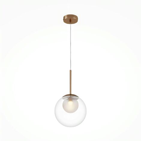 Suspension globe en verre & tige or, 20 cm DELTONA