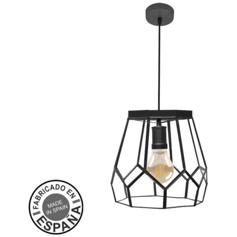 Suspension Grand Objectif 1xe27 Noir Regx25x25cm