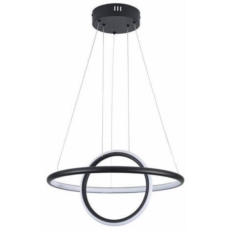 Suspension Gravity noire 2 anneaux LED 36W Ø42,5 cm