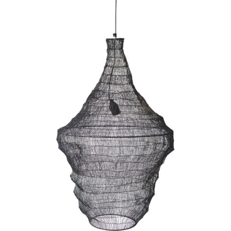 Suspension grillagée design en métal finition zinc pour salon - zinc foncé métallisé