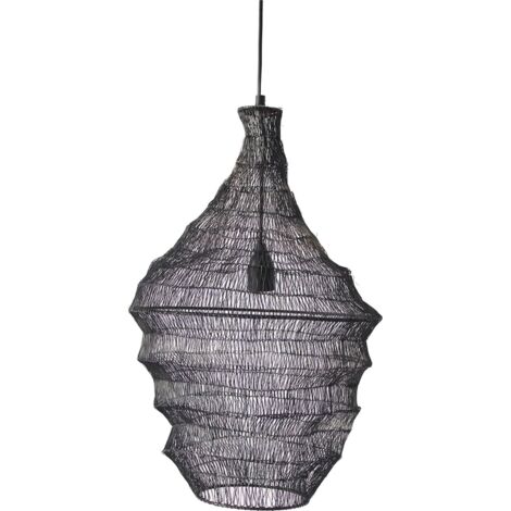 suspension grillagée en métal finition zinc pour salon contemporain - zinc foncé grillagé