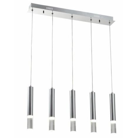 Suspension Gwen chromée 5 tubes LED 5W 4000K Reality