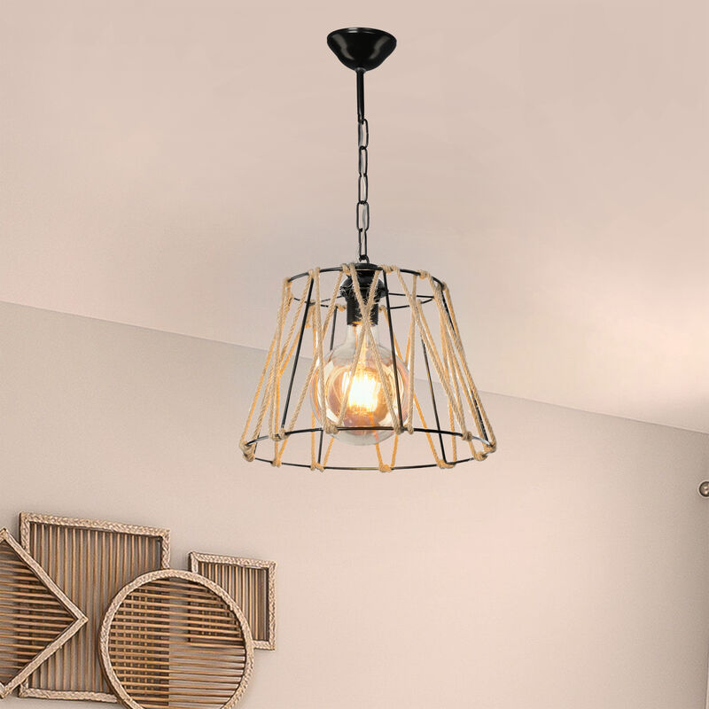 Suspension Harrogate en métal et corde de jute 54 cm E27 [lux.pro]