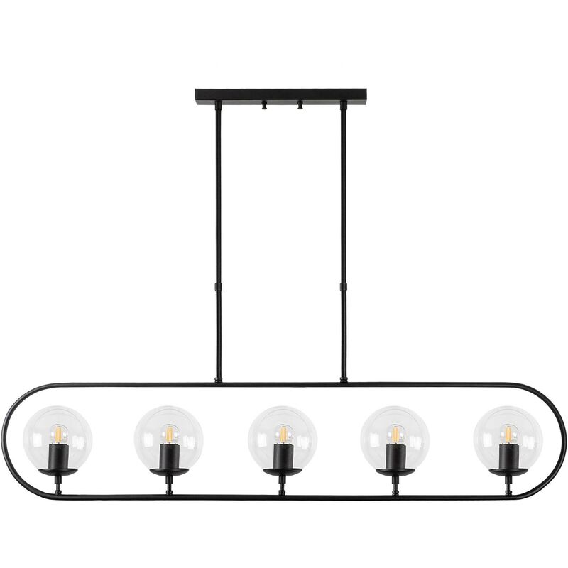 Suspension hauteur variable 5 lampes Vocrana 122cm Verre Transparent et Métal Noir - Noir