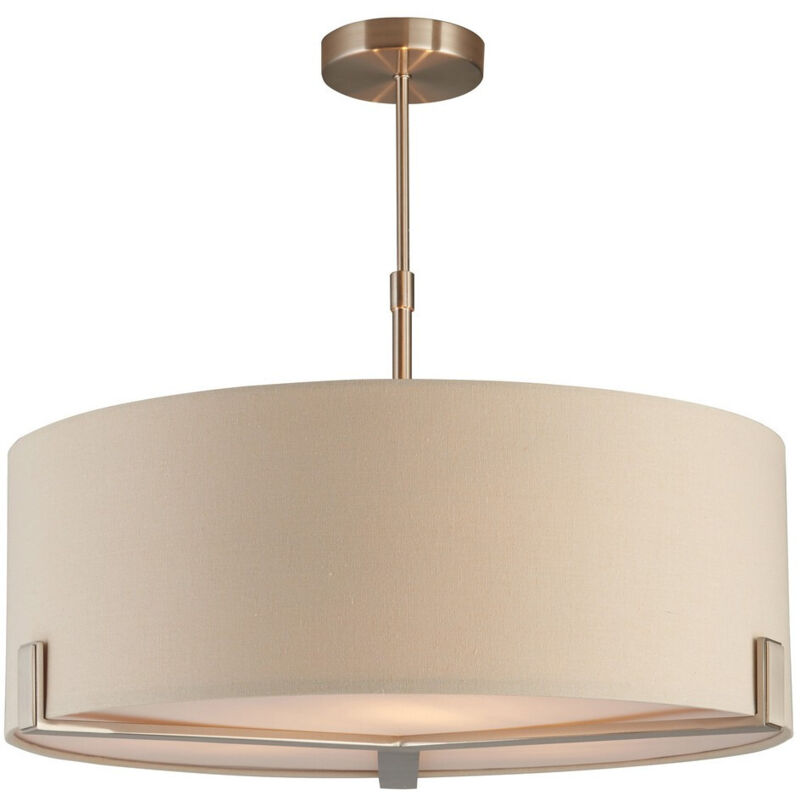 Endon - Suspension à bras multiples, plaque nickel satiné, tissu gris ardoise Endon - Suspension à bras multiples, plaque nickel satiné, tissu gris ardoise