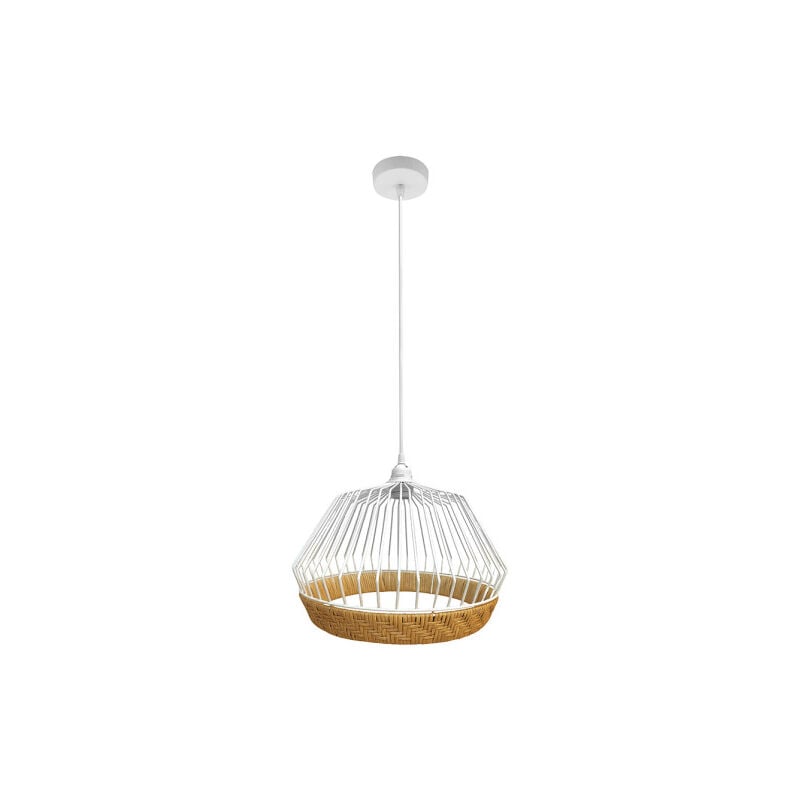 Hugo - fabrilamp Lampe suspendue de plafond 1xe27 Blanc/naturel 25d