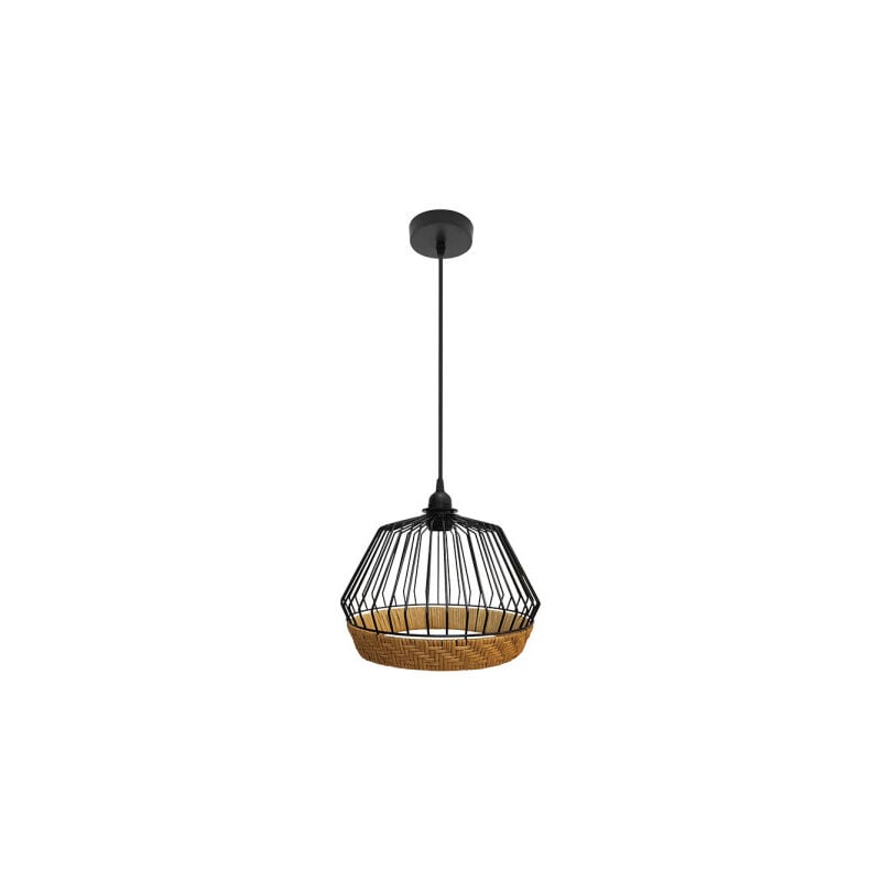 FABRILAMP Lampe suspendue de plafond Hugo 1xe27 Noir/naturel 25d