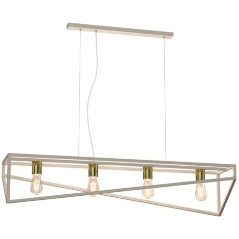 Suspension indus crème barre or Gote 4xE27 Luminex