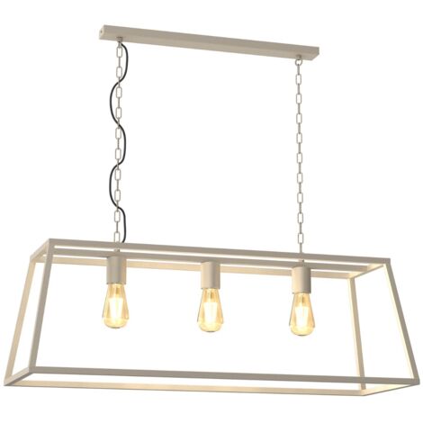 Suspension indus trapèze crème 3xE27 Luminex Frame