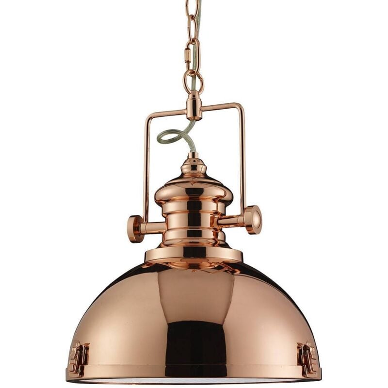 Industrial - Luminaire suspendu à 1 dôme en cuivre avec diffuseur en acrylique, E27 - Searchlight