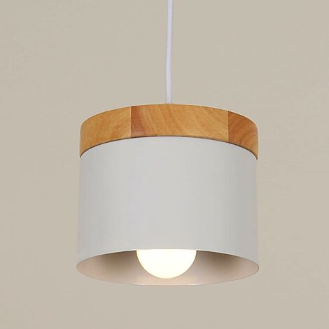 Suspension Industriel et Vintage Bois Lustre E27 Base Pour salon chambre à coucher salle à manger bureau Bar Café Blanc
