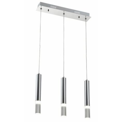 Suspension industrielle chrome Gwen 3 tubes LED 5W