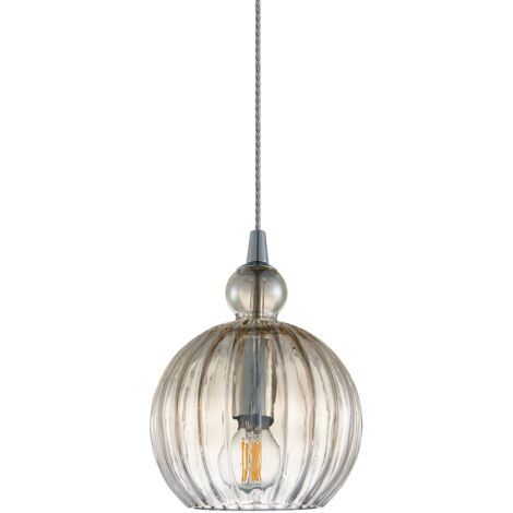 Suspension industrielle chrome verre teinté E14 Italux