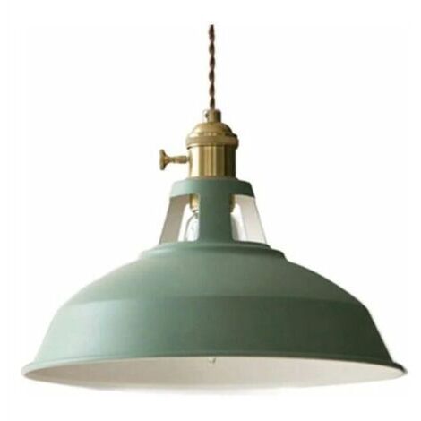 Suspension Industrielle E27 - Luminaire Vintage Métal Vert - Diamètre 26,5 cm, Câble 100 cm