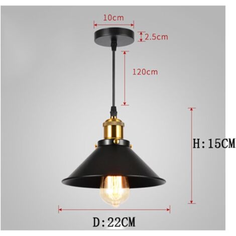 Suspension industrielle en fer forgé pour îlots de cuisine, style ferme (Farmhouse), luminaire suspendu en métal réglable, plafonnier, Noir (1,2 cm)