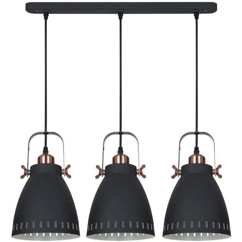 Franklin - Suspension Industrielle Et Rétro Graphite, Cuivre Rouge 3 Lumière avec Abat-Jour Graphite, E27 - Italux Franklin - Suspension Industrielle Et Rétro Graphite, Cuivre Rouge 3 Lumière avec Abat-Jour Graphite, E27 - Italux