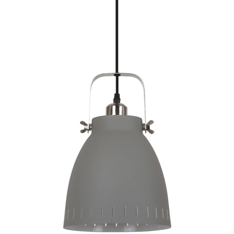 Franklin - Suspension Industrielle Et Rétro Gris Satiné 1 Lumière avec Abat-Jour Gris, E27 - Italux