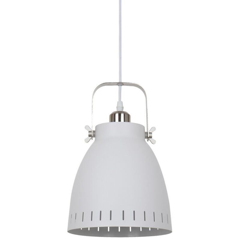 Italux Franklin - Suspension Industrielle Et Rétro Blanc, Nickel Satiné 1 Lumière avec Abat-Jour Blanc, E27