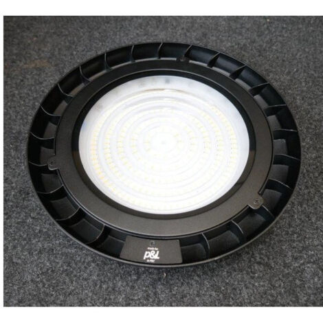 Suspension industrielle LED 150W noire Ø 310mm 4000K 13000lm 90° non-dimmable avec anneau IP54 HIGHBAY Ecoplus TRAJECTOIRE
