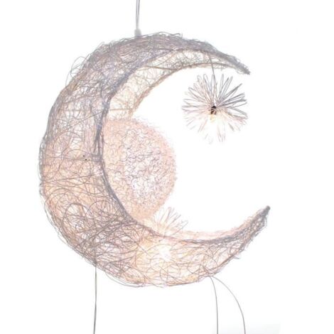 Suspension Industrielle Lune et Etoiles LED - PETITES ECREVISSES - Chambre - Blanc - Aluminium - 5 Ampoules