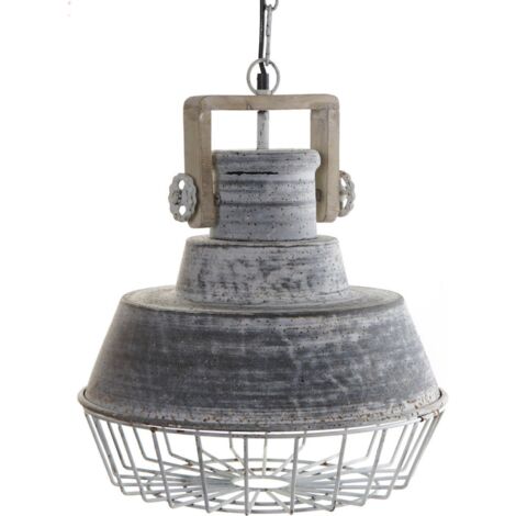 Suspension industrielle métal gris esthétique moderne - Gris décapé effet vieilli