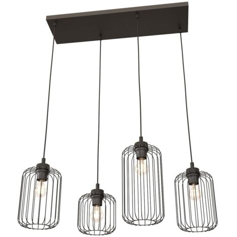 Suspension industrielle noire VANDER 4xE27 Emibig