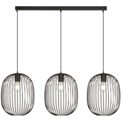 Suspension industrielle ONYX 3xE27 noire Emibig 120cm