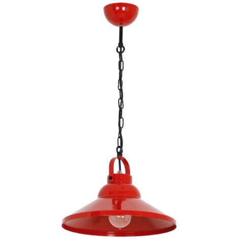 Suspension industrielle rouge à chaîne E27 Luminex