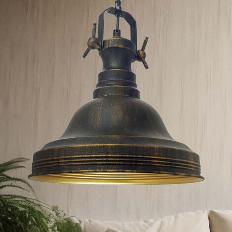 Suspension Industrielle Vintage en Métal Cuivré Ø30 cm – Lampe Suspendue E27 pour Salon, Chambre ou Éclairage Intérieur