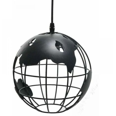 Suspension industrielle vintage, globe en métal, diamètre 20 cm – Noir - Suspension industrielle vintage, globe en métal, diamètre 20 cm – Noir