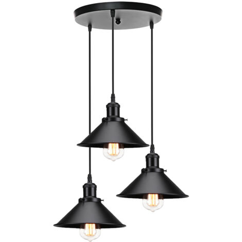 Suspension noire FORMIGA, style rétro industriel, hauteur ajustable, E27, idéale pour