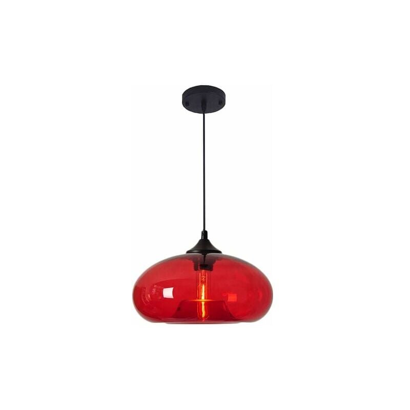 Umnuou - Suspension Industrielle Vintage Ronde en Verre Coloré, Lampe Suspendue au Plafond Retro Loft Bar E27, Lustre Pour Cuisine Salle à Manger