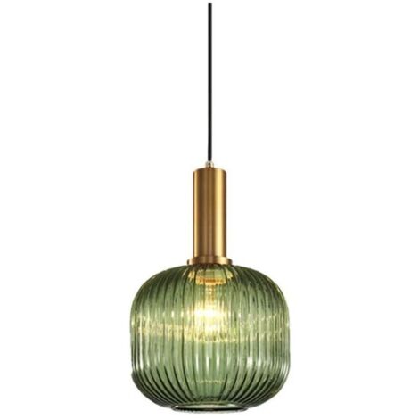 Suspension industrielle vintage, suspension de style rétro moderne, suspension, abat-jour en verre avec lampe en laiton poli [Classe énergétique A++]