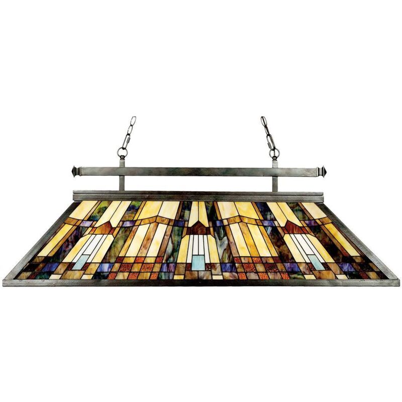 Elstead Inglenook - Lustre îlot suspendu à 3 ampoules Tiffany, bronze clair, E27
