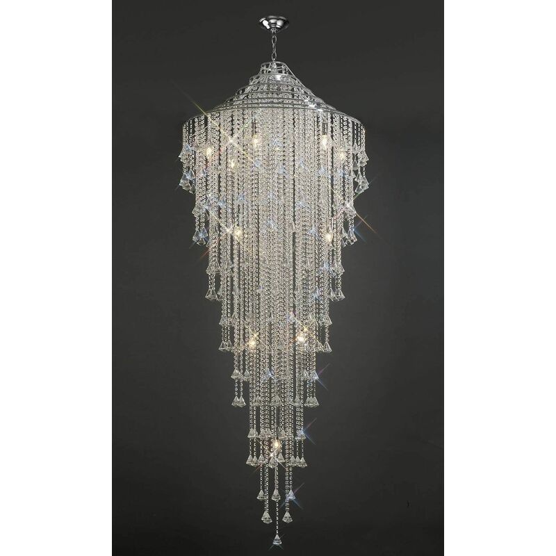 09diyas - Suspension Inina Tall 15 Bulbs polished chrome / crystal