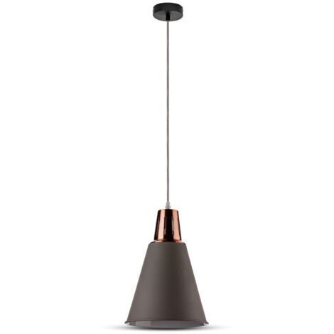 Suspension intérieur E27 cuivre et abat jour gris