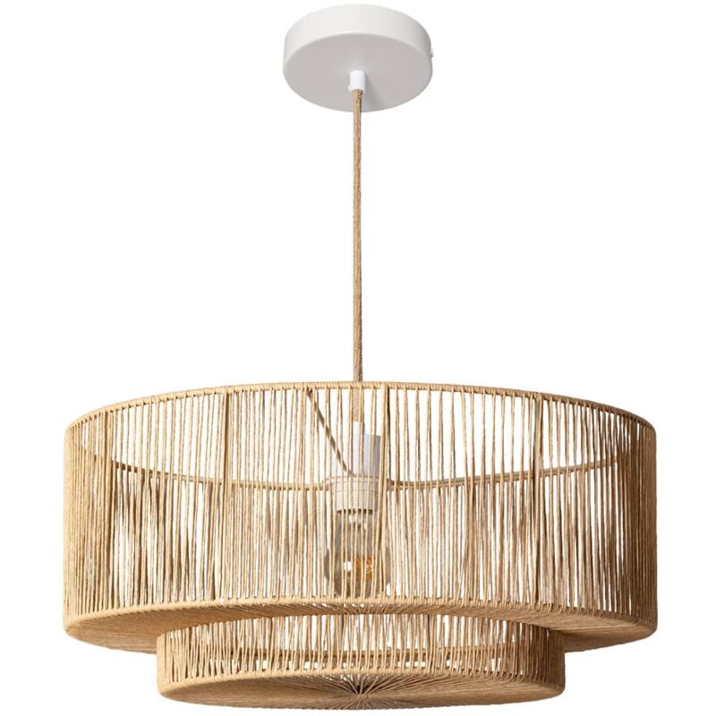 Sweeek - Suspension luminaire effet rotin Coline naturel ø 50cm