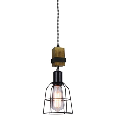 Suspension Italux Ponte industrielle noire Ø14 E27
