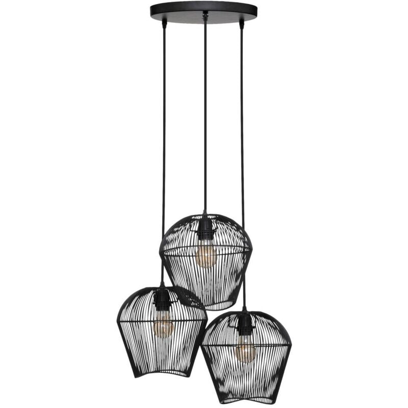 Atmosphera - Suspension Jena métal noir D26cm créateur d'intérieur