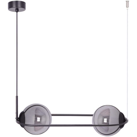 Suspension Kaja Davos noire, 2 globes verre fumé E14