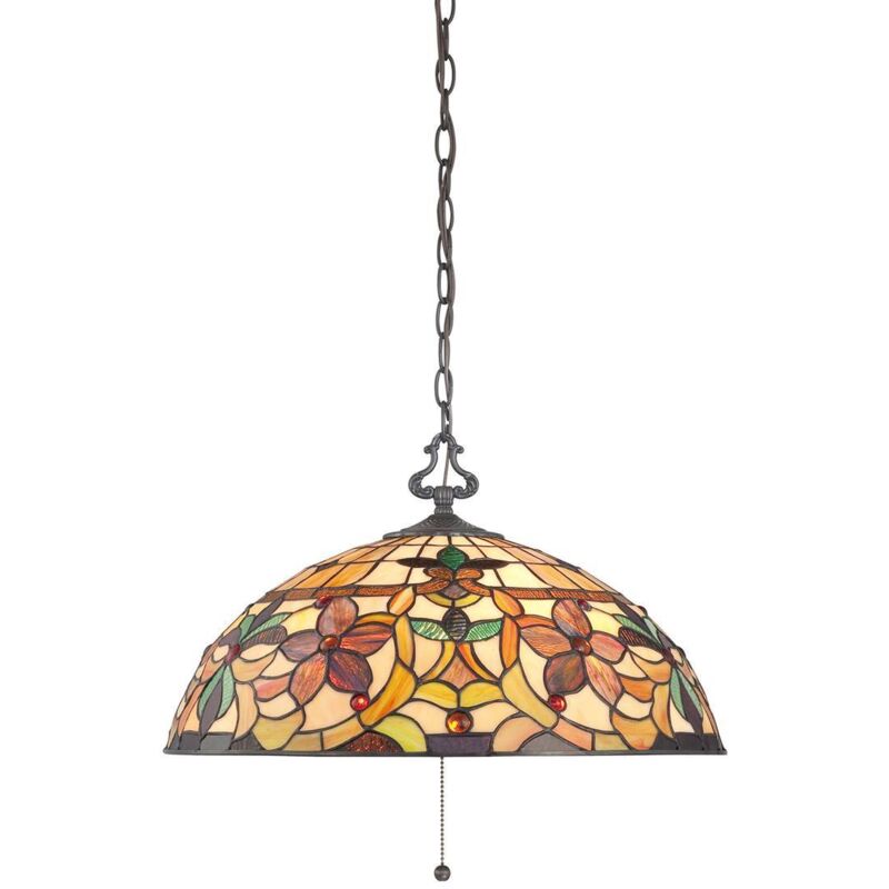 Elstead - Kami - Luminaire suspendu Tiffany à 3 ampoules, bronze vintage, E27