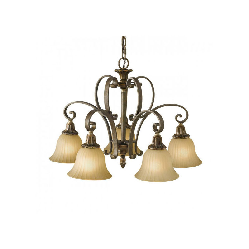 Elstead - Suspension Kelham, bronze doré et verre Scavo, 5 ampoules