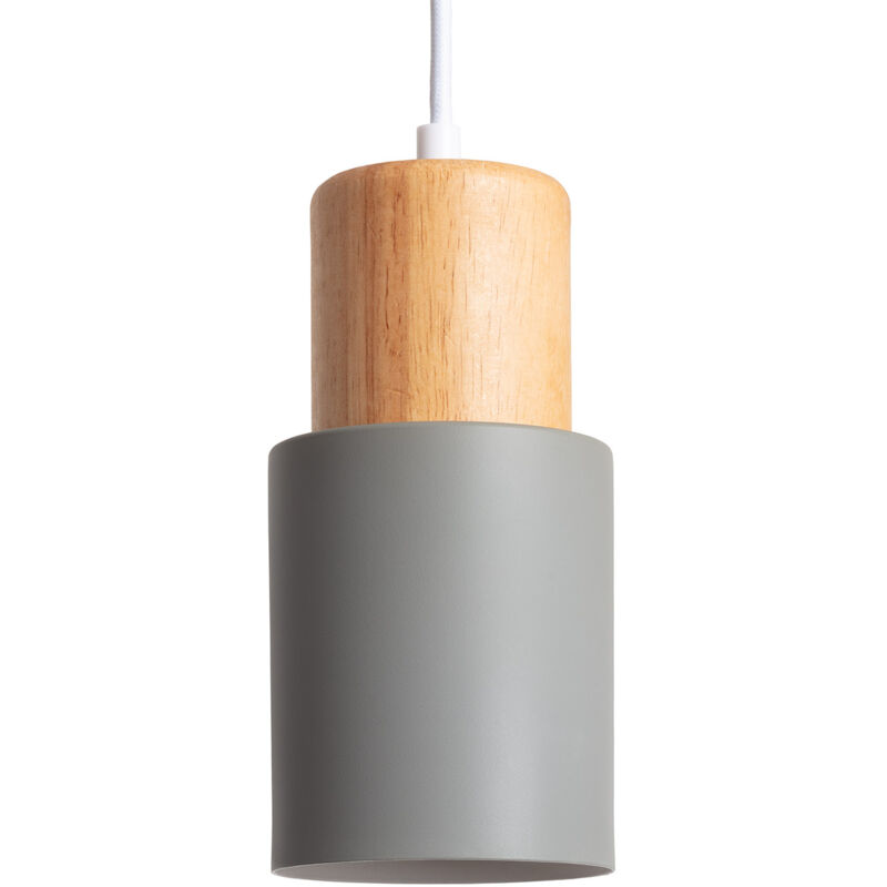 Ledkia - Suspension Bois et Métal Kidonge Gris