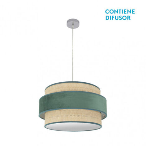 Suspension Kings 2xe27 Chrome/naturel-vert Regx50x50 Cm