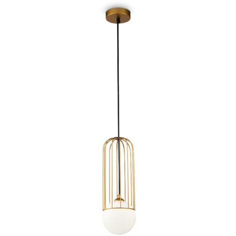 Suspension laiton doré boule verre blanc Maytoni Telford