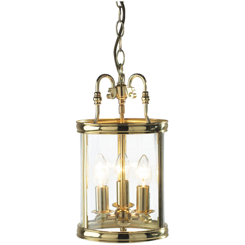DAR LIGHTING Suspension Lambeth laiton poli et verre 3 ampoules Diam&egrave;tre : 20Cm