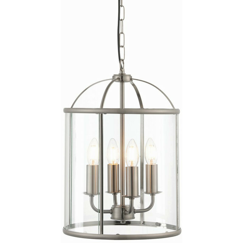 Lambeth - Plafonnier à 4 ampoules en verre transparent, nickel satiné, E14 - Endon