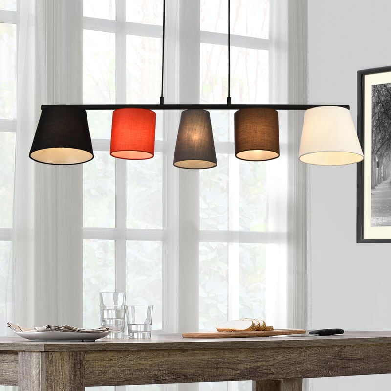 Suspension Lampe à Suspendre Support et Cadre en Métal Abat-jour en Textile Multicolore 5 x E14 150 x 105 x 20 cm